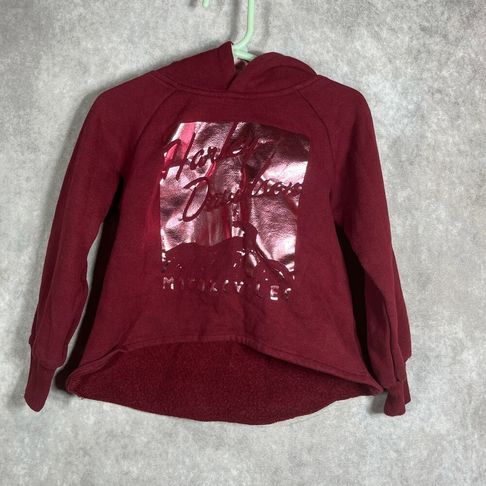 Harley Davidson Hoodie‎ Sweatshirt Girls Size 4/5 Red Fleece Pullover Casual